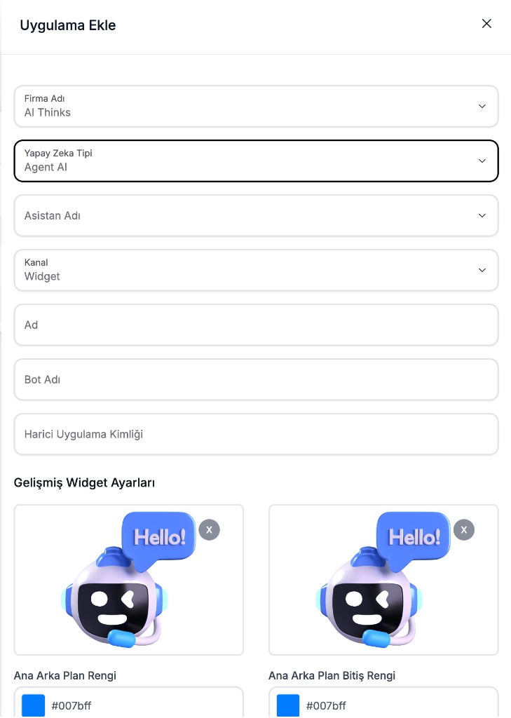 Uygulama Ekle formu